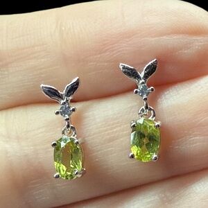 Green Peridot Tail fin mermaid dangle earrings jewelry fashion accessories NEW
